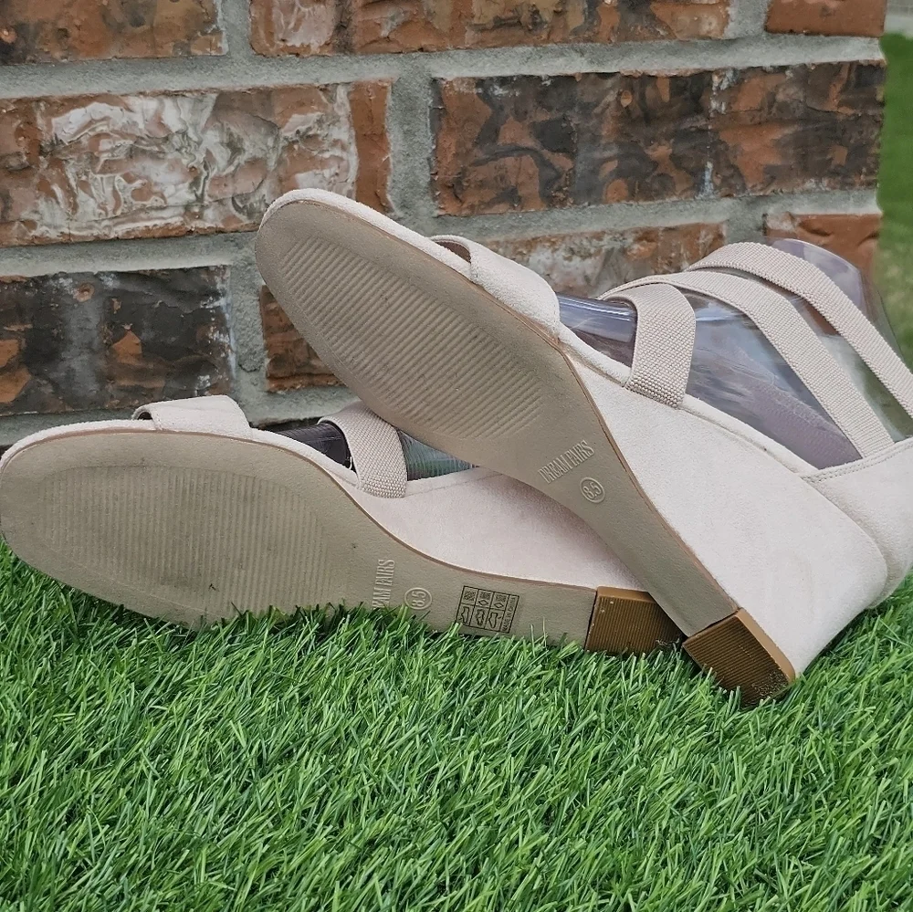 Dream Pairs Tan Open Toe Platform Wedge Sandals Women's Size 8.5 - Picture 6 of 8